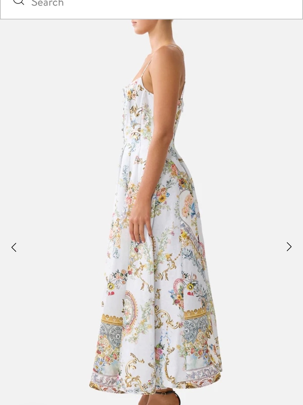 Camilla White Floral-Print Midi Dress with Spaghetti Straps - Picture 9 of 15